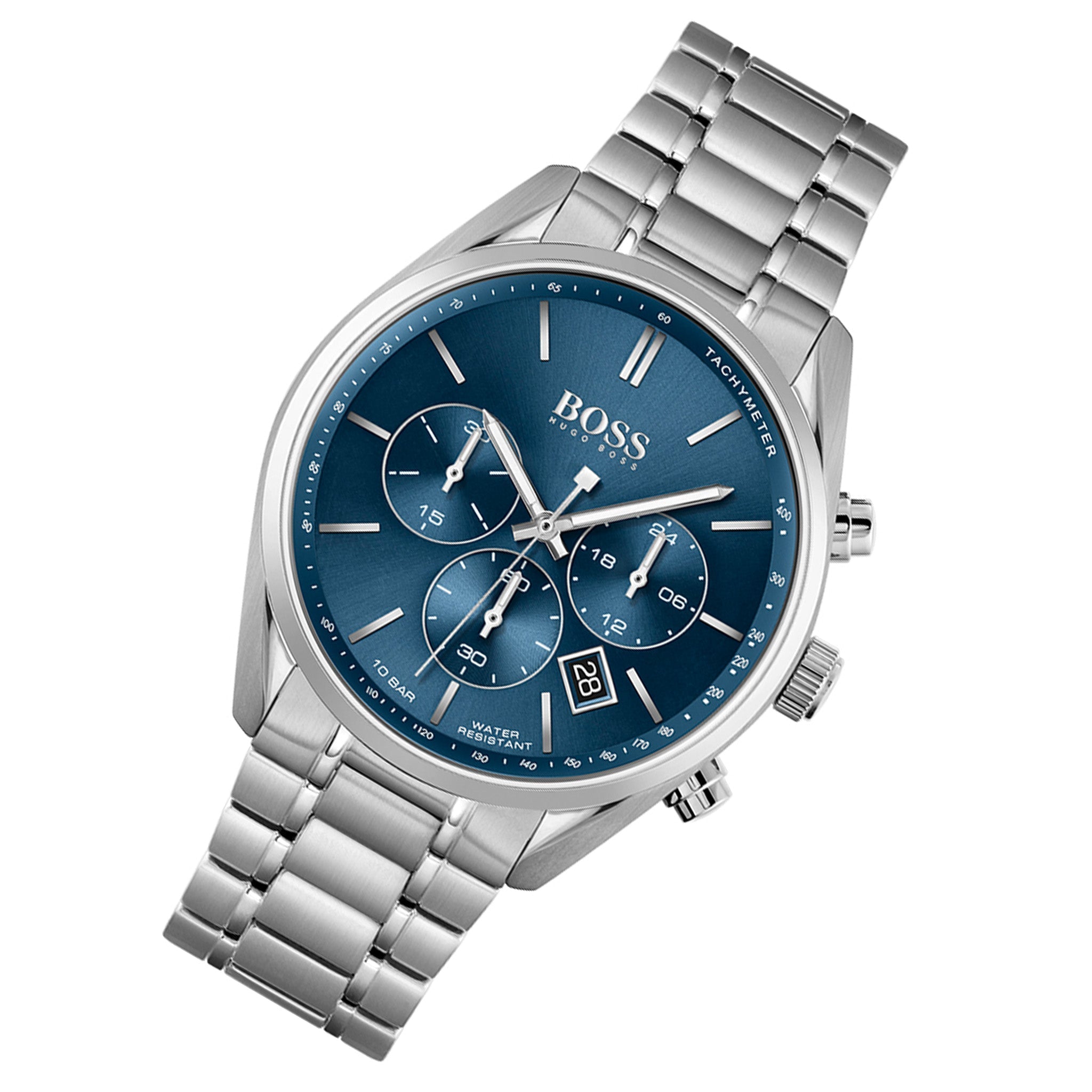 Hugo Boss Champion Blue Dial Silver Steel Strap Watch for Men - 1513818 Watches Hugo Boss   