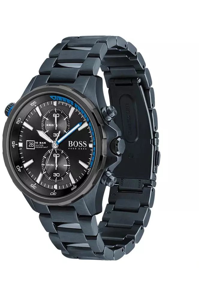 Hugo Boss Globetrotter Black Dial Black Steel Strap Watch for Men - 1513824 Watches Hugo Boss   