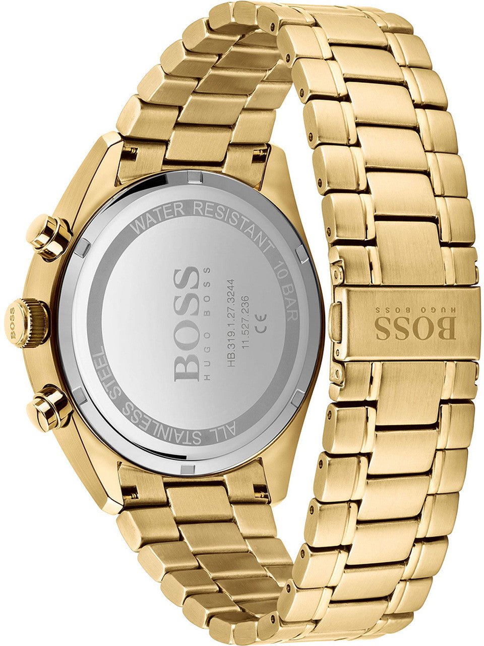 Hugo Boss Champion Black Dial Gold Steel Strap Watch for Men - 1513848 Watches Hugo Boss   