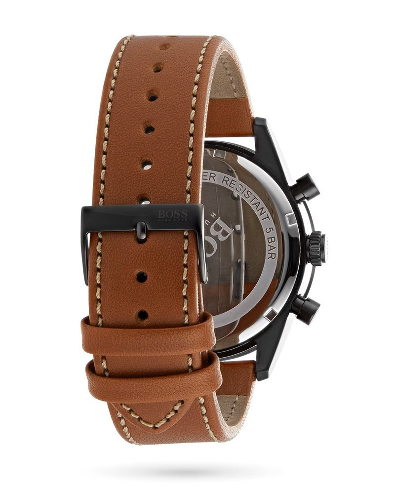 Hugo Boss Pilot Black Dial Brown Leather Strap Watch for Men - 1513851 Watches Hugo Boss   