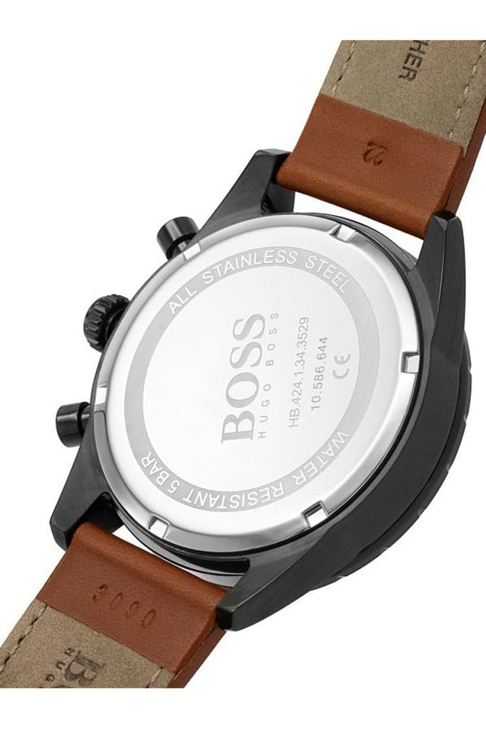 Hugo Boss Pilot Black Dial Brown Leather Strap Watch for Men - 1513851 Watches Hugo Boss   