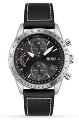Hugo Boss Pilot Edition Black Dial Black Leather Strap Watch for Men - 1513853 Watches Hugo Boss   