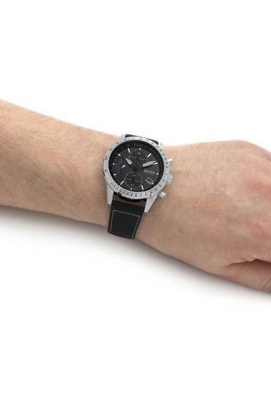 Hugo Boss Pilot Edition Black Dial Black Leather Strap Watch for Men - 1513853 Watches Hugo Boss   