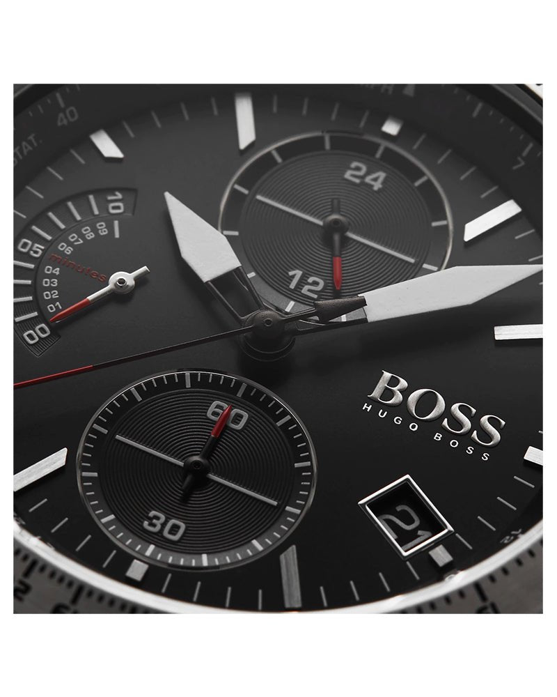Hugo Boss Pilot Edition Black Dial Black Leather Strap Watch for Men - 1513853 Watches Hugo Boss   