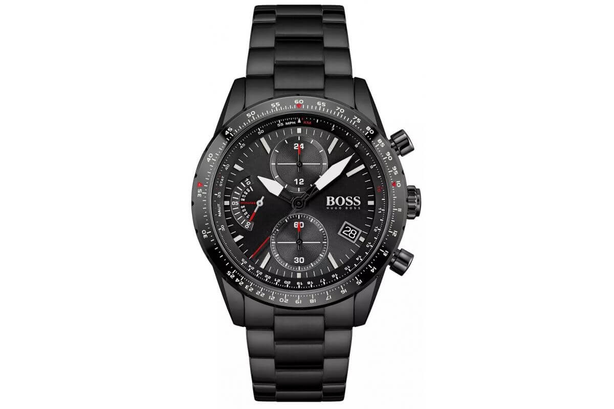 Hugo Boss Aero Black Dial Black Steel Strap Watch for Men - 1513771 Watches Hugo Boss   