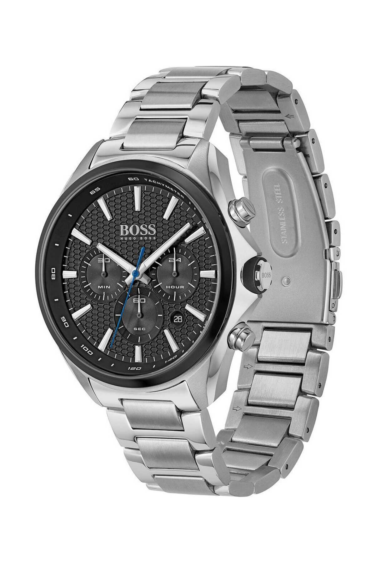 Hugo Boss Montre Distinct Black Dial Silver Steel Strap Watch for Men - 1513857 Watches Hugo Boss   