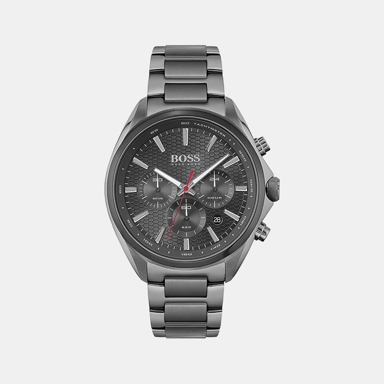 Hugo Boss Distinct Grey Dial Gren Steel Strap Watch for Men - 1513858 Watches Hugo Boss   