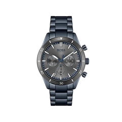 Hugo Boss Santiago Grey Dial Blue Steel Strap Watch for Men - 1513865 Watches Hugo Boss   