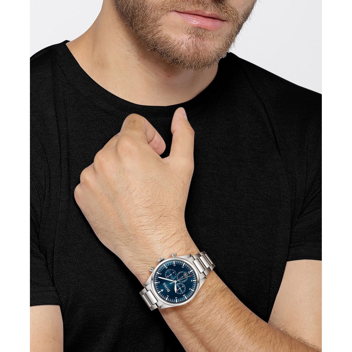 Hugo Boss Pioneer Blue Dial Silver Steel Strap Watch for Men - 1513867 Watches Hugo Boss   