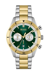 Hugo Boss Santiago Green Dial Two Tone Steel Strap Watch for Men - 1513872 Watches Hugo Boss   