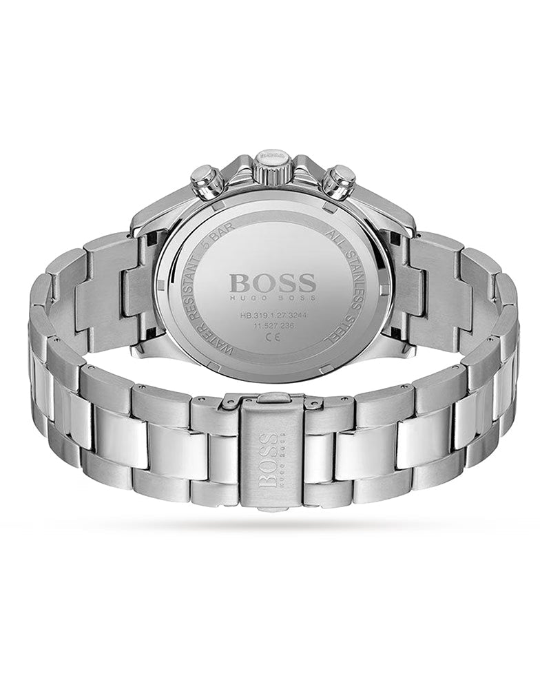 Hugo Boss Hero Chronograph White Dial Silver Steel Strap Watch for Men - 1513875 Watches Hugo Boss   