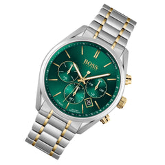 Hugo Boss Champion Green Dial Silver Steel Strap Watch for Men - 1513878 Watches Hugo Boss   