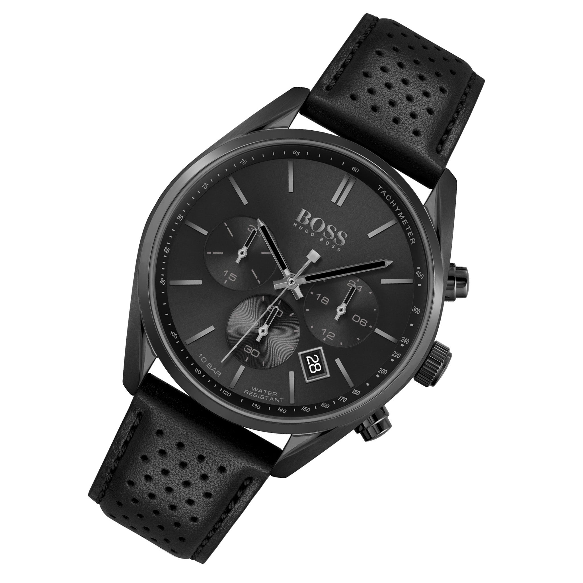 Hugo Boss Champion Black Dial Black Leather Strap Watch for Men - 1513880 Watches Hugo Boss   