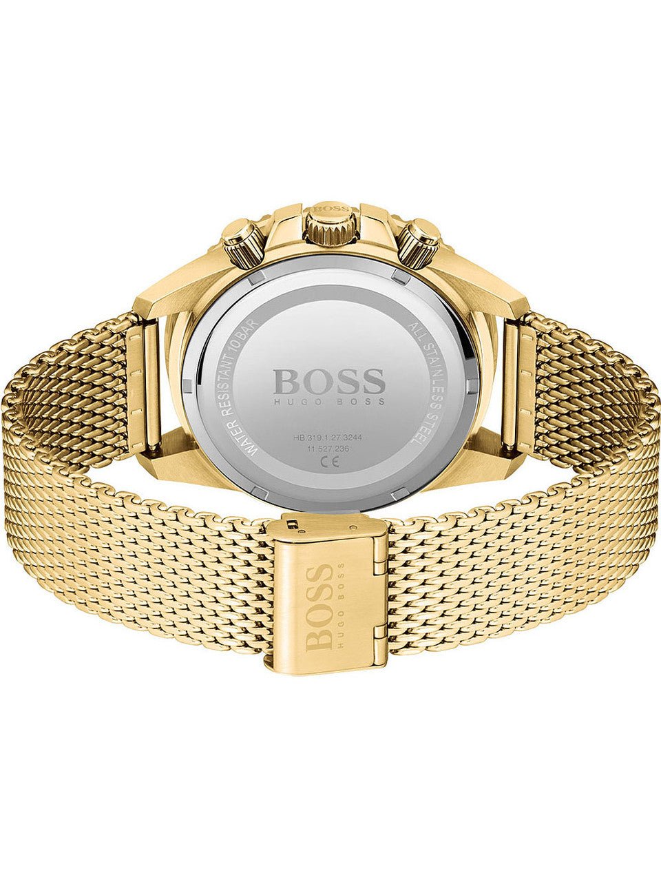 Hugo Boss Admiral Chronograph Black Dial Gold Mesh Bracelet Watch for Men - 1513906 Watches Hugo Boss   