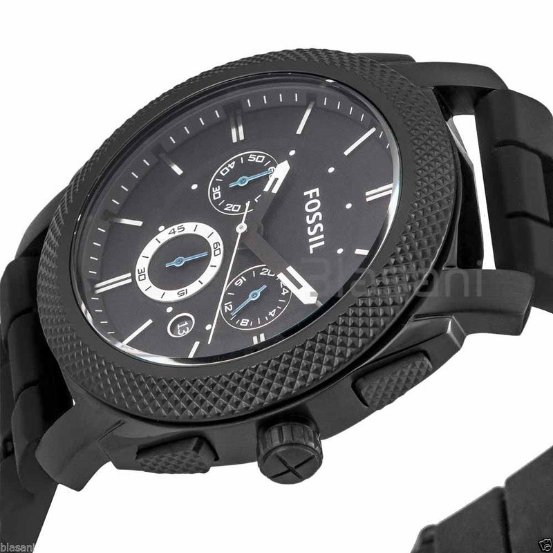 Fossil Machine Chronograph Black Dial Black Silicone Strap Watch for Men - FS4487 Watches Fossil   