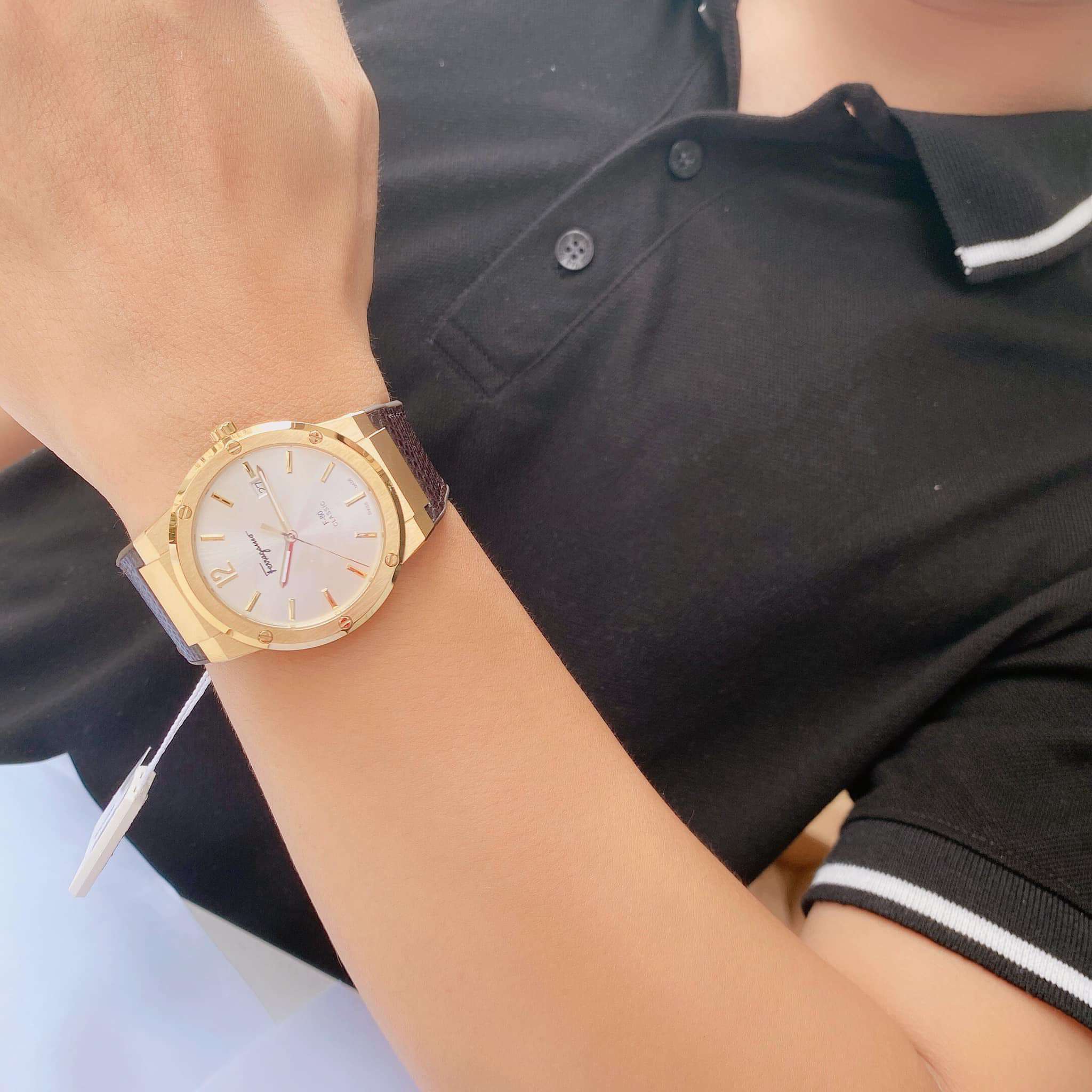 Salvatore Ferragamo Classic White Dial Brown Leather Strap Watch for Men - SFDT00819 Watches Salvatore Ferragamo   