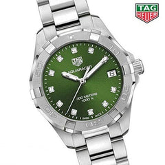 Tag Heuer Aquaracer Quartz 32mm Emerald Green Dial Silver Steel Strap Watch for Women - WBD1316.BA0740 Watches Tag Heuer   