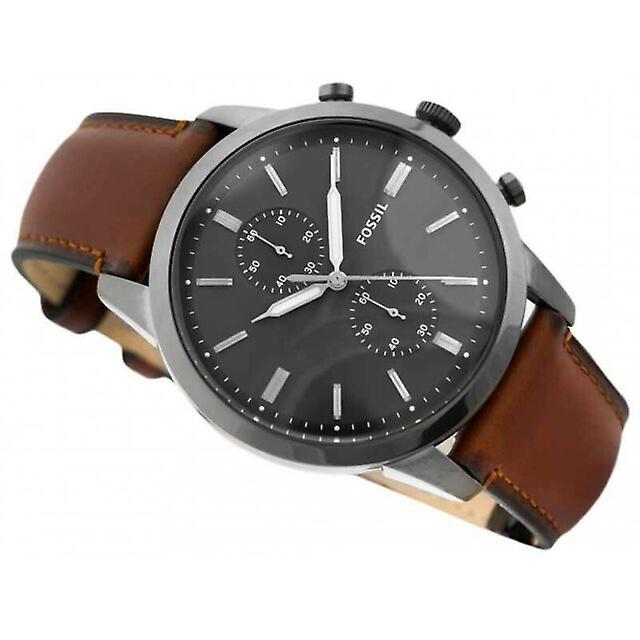 Fossil Townsman Chronograph Gray Dial Brown Leather Strap Watch for Men - FS5522 Watches Fossil   