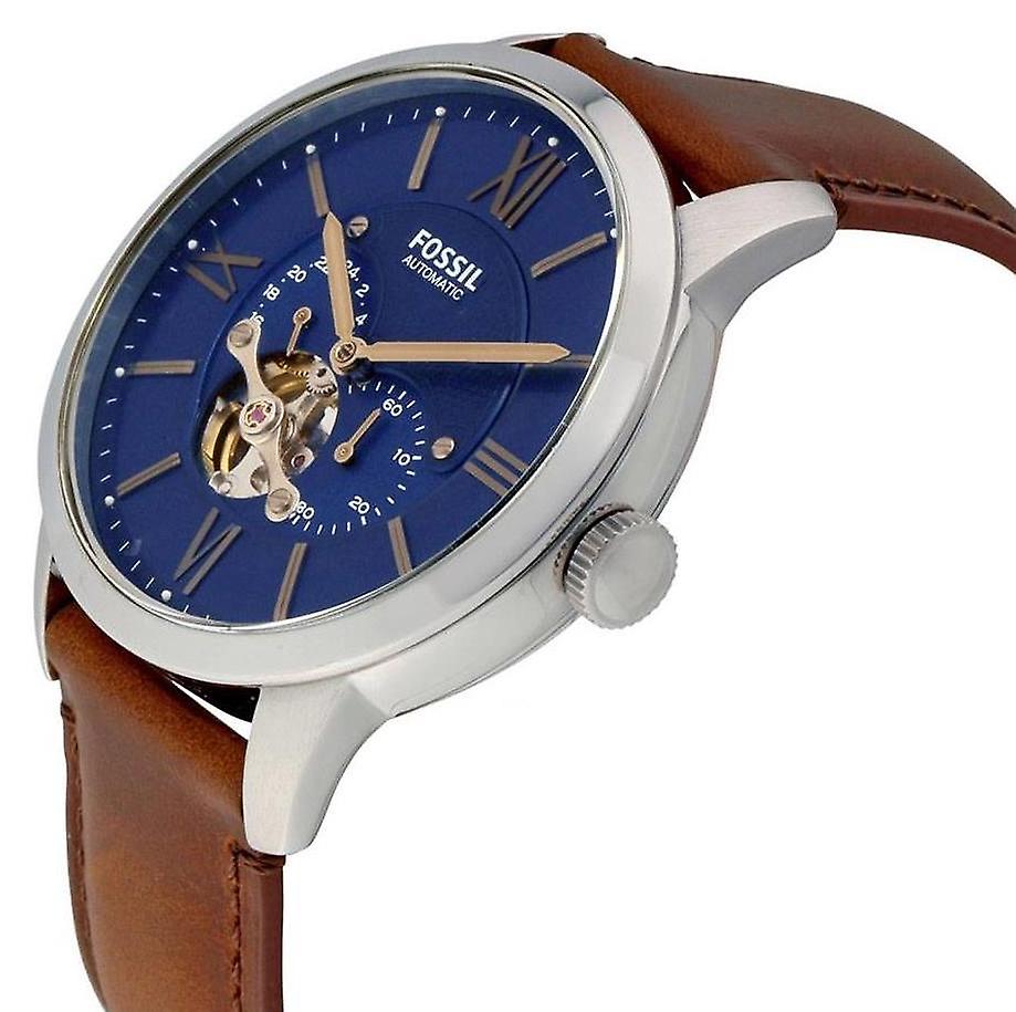 Fossil Townsman Automatic Blue Dial Brown Leather Strap Watch for Men - ME3110 Watches Fossil   