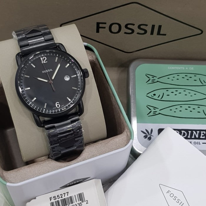 Fossil The Commuter Brown Dial Black Steel Strap Watch for Men - FS5277 Watches Fossil   