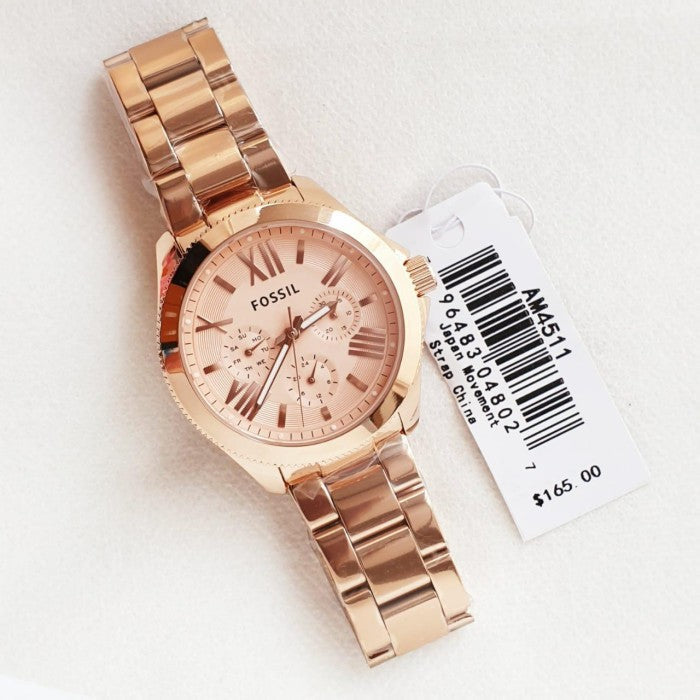 Fossil Cecile Rose Gold Dial Rose Gold Steel Strap Watch for Women - AM4511 Watches Fossil   