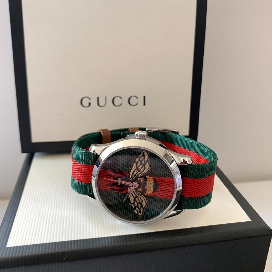 Gucci Le Marche des Merveilles Red & Green Dial Red & Green Nylon Strap Unisex Watch - YA1264060 Watches Gucci   