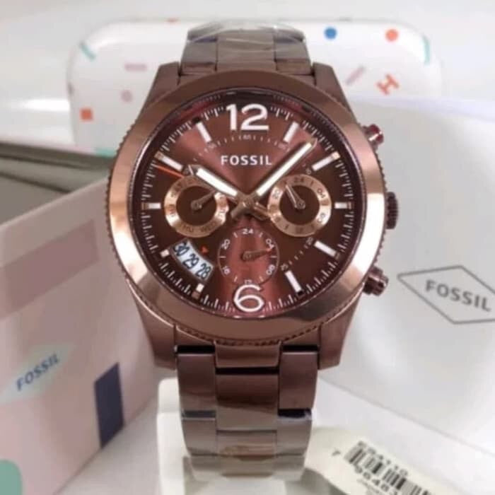 Fossil Perfect Boyfriend Multifunction Maroon Dial Maroon Steel Strap Watch for Women - ES4110 Watches Fossil   