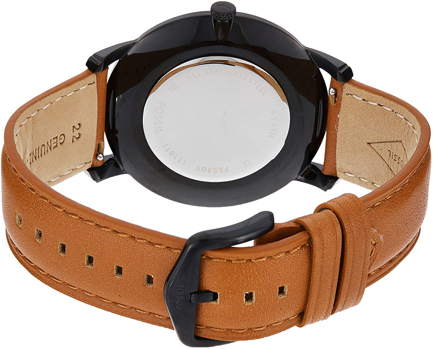 Fossil The Minimalist Black Dial Brown Leather Strap Watch for Men - FS5305 Watches Fossil   