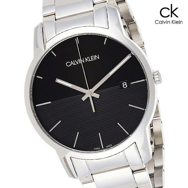 Calvin Klein City Black Dial Silver Steel Strap Watch for Men - K2G2G14C Watches Calvin Klein   