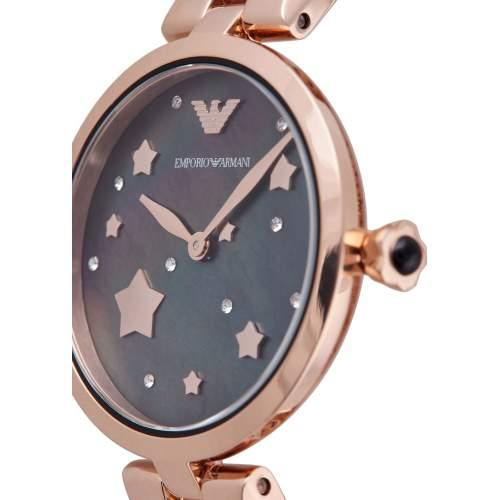 Emporio Armani Arianna Black Dial Rose Gold Stainless Steel Watch For Women - AR11197 Watches Emporio Armani   