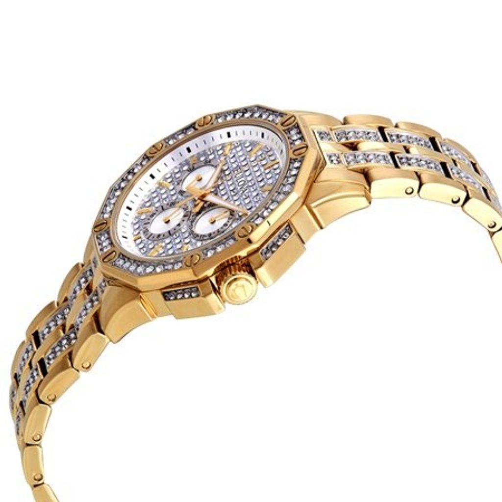 Bulova Crystal Collection Octova White Dial Gold Steel Strap Watch for Men - 98C126 Watches Bulova   