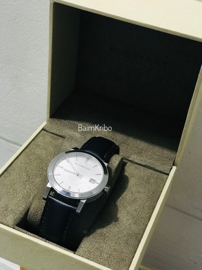 Burberry The City White Dial Black Leather Strap Watch for Men - BU9008 Watches Burberry   