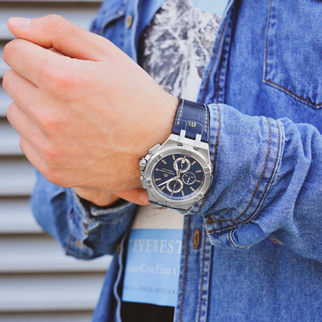 Maurice Lacroix Aikon Chronograph Blue Dial Blue Leather Strap Watch for Men - AI1018-SS001-430-1 Watches Maurice Lacroix   