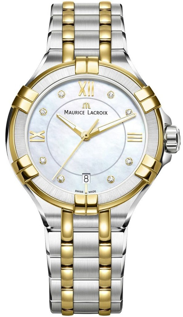 Maurice Lacroix Aikon Mother of Pearl Dial Two Tone Steel Strap Watch for Women - A11006-PVY13-171-1 Watches Maurice Lacroix   