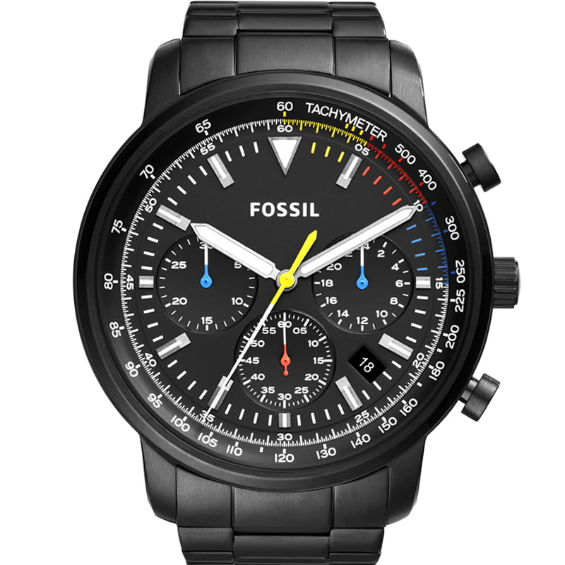 Fossil Goodwin Chronograph Black Dial Black Steel Strap Watch for Men - FS5413 Watches Fossil   