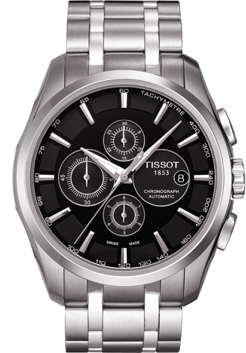 Tissot Couturier Chronograph Black Dial Silver Steel Strap Watch For Men - T035.617.11.051.00 Watches Tissot   