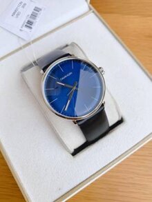 Calvin Klein High Noon Quartz Blue Dial Black Leather Strap Watch for Men - K8M211CN Watches Calvin Klein   