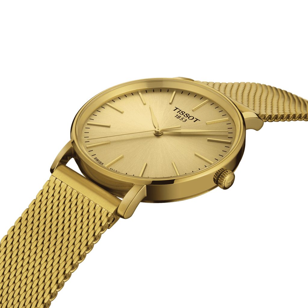 Tissot Everytime Gent Gold Dial Gold Mesh Bracelet Watch for Men - T143.410.33.021.00 Watches Tissot   