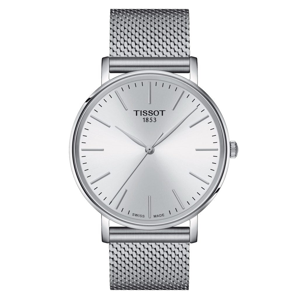 Tissot Everytime Gent Quartz Silver Dial Silver Mesh Bracelet Watch for Men - T143.410.11.011.00 Watches Tissot   