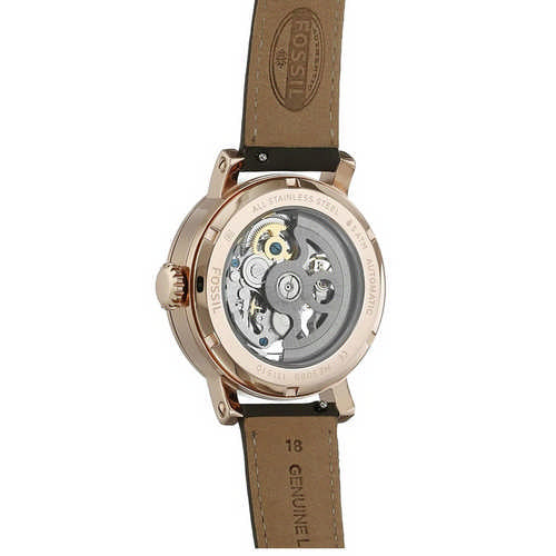 Fossil Townsman Automatic Skeleton White Dial Brown Leather Strap Watch for Men - ME3078 Watches Fossil   