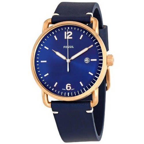 Fossil The Commuter Blue Dial Blue Leather Strap Watch for Men - FS5274 Watches Fossil   