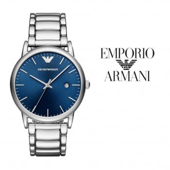 Emporio Armani Luigi Blue Dial Silver Stainless Steel Watch For Men - AR11089 Watches Emporio Armani   