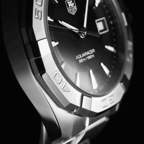 Tag Heuer Aquaracer 41mm Quartz Black Dial Silver Steel Strap Watch for Men - WAY1110.BA0928 Watches Tag Heuer   