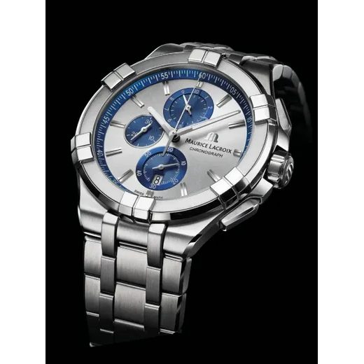 Maurice Lacroix Aikon Chronograph Silver Dial Silver Steel Strap Watch for Men - AI1018-SS002-131-1 Watches Maurice Lacroix   