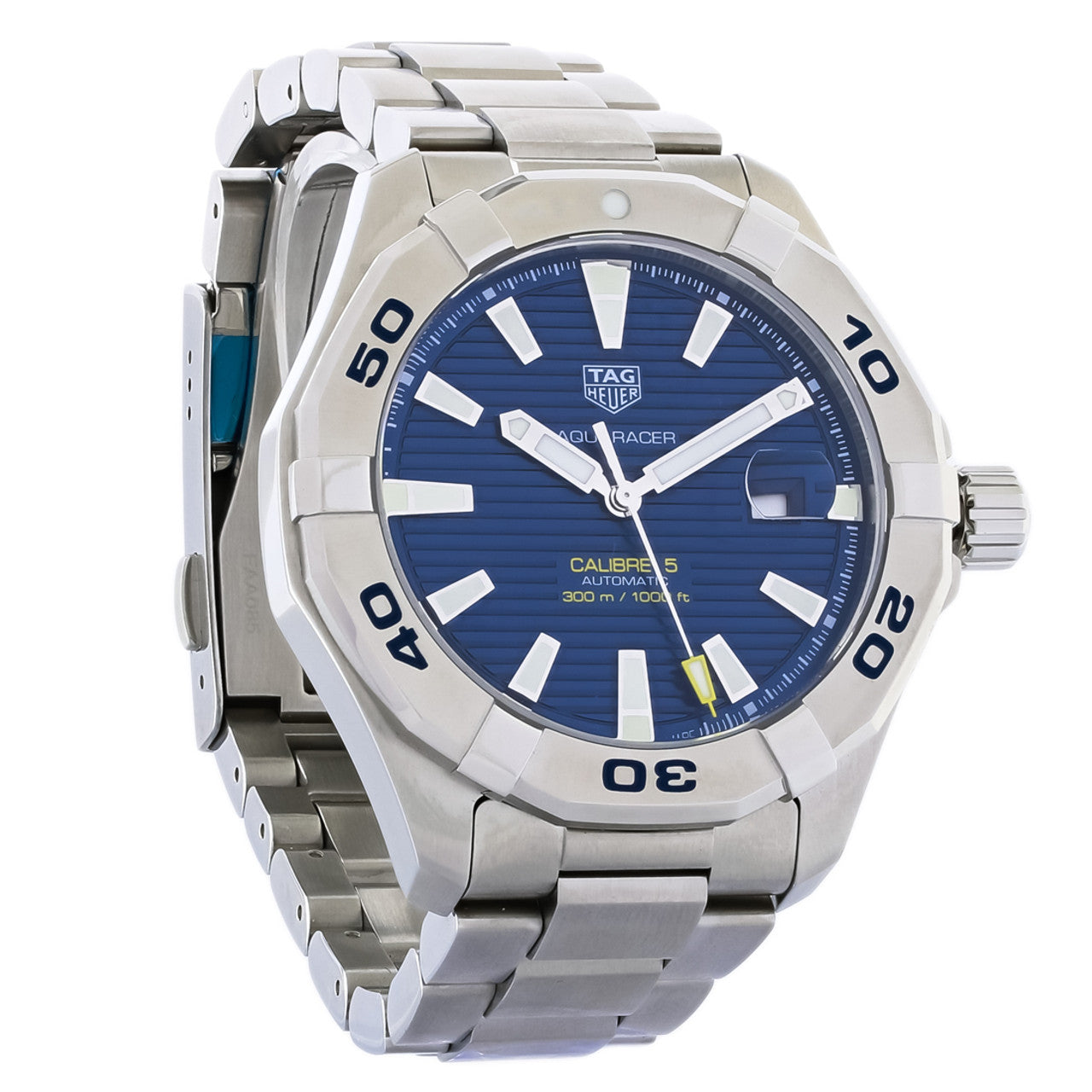 Tag Heuer Aquaracer Calibre 5 Automatic Blue Dial Silver Steel Strap Watch for Men - WAY2012.BA0927 Watches Tag Heuer   