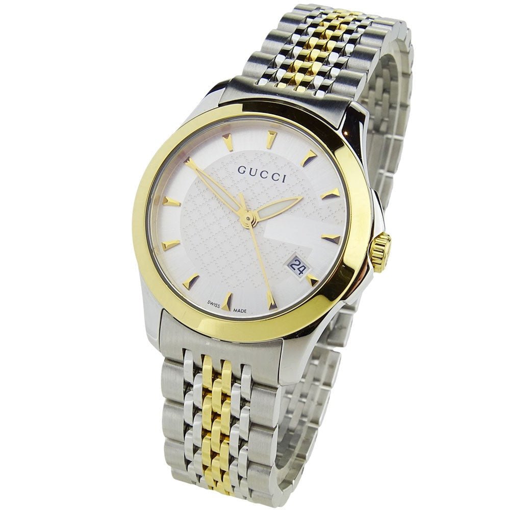 Gucci G Timeless Silver Dial Two Tone Steel Strap Watch For Women - YA126511 Watches Gucci   