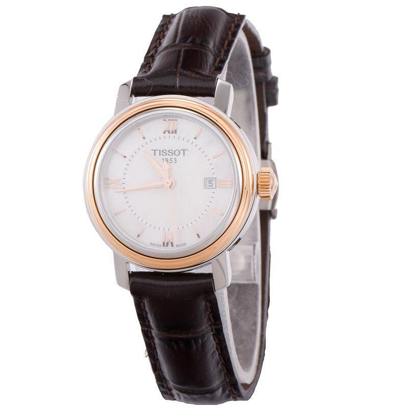 Tissot Bridgeport Lady Silver Dial Brown Leather Strap Watch For Women - T097.010.26.118.00 Watches Tissot   