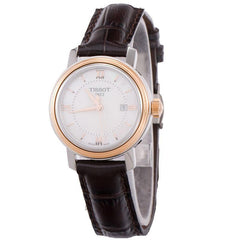 Tissot Bridgeport Lady Silver Dial Brown Leather Strap Watch For Women - T097.010.26.118.00 Watches Tissot   
