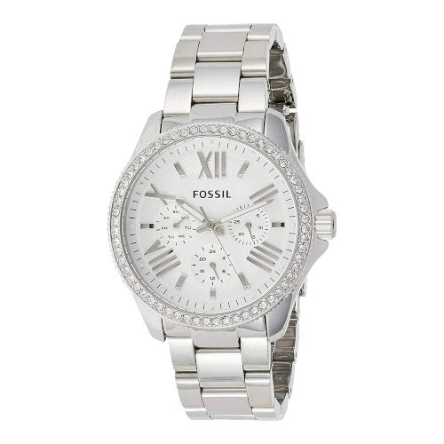 Fossil Cecile Chronograph Silver Dial Silver Steel Strap Watch for Women - AM4481 Watches Fossil   