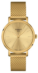 Tissot Everytime Lady Gold Dial Gold Plated Mesh Bracelet Watch for Women - T143.210.33.021.00 Watches Tissot   